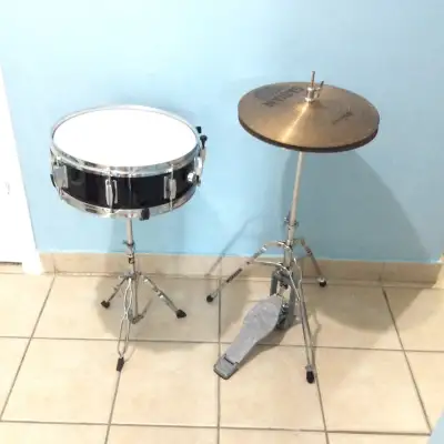A snare drum and a Sabian hi-hat cymbal set, View more