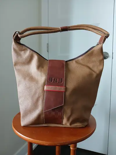 Brown leather tote bag, View more