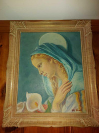 BEAUTIFUL ANTIQUE 1920S 16" BY 20" OIL ON CANVAS PAINTING OF VI