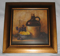 Jug with Grapes & Lemons Framed Art Print by Peggy Thatch Sibley