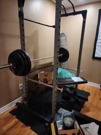 Squat Rack + Barbell + Plate Set (FULL) + Bench
