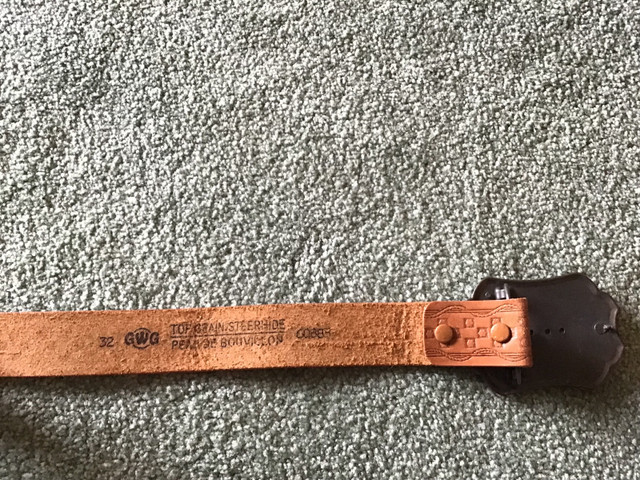 GWG leather belt new never worn . in Other in La Ronge - Image 3