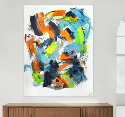 Peinture abstraite, tableau abstrait, oeuvre originale signée par l'artiste peintre Myla Titre : The...