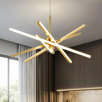 Modern Sputnik Chandelier Ceiling 82W LED Black Pendant Light Em, View more