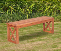 Acacia Wood X in Frame Patio Bench in Brown