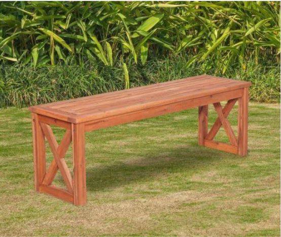 Acacia Wood X in Frame Patio Bench in Brown in Other in Kitchener / Waterloo