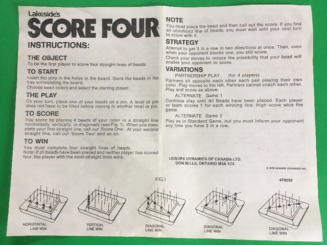 Score Four, 4 In a Row Strategy Game, Lakeside, 1978 Complete in Arts & Collectibles in Dartmouth - Image 3