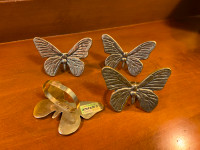 Vintage Solid Brass Butterfly Napkin Rings Set of 4 Butterflies
