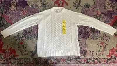 Kersh White cable knit wool blend sweater Small, View more