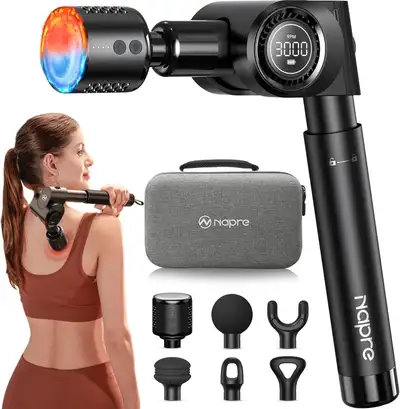 Cordless Percussion Massage Gun, 32 Speeds, Heat/Cold Head, 6 Attachments $70 - Brand new in box • P...