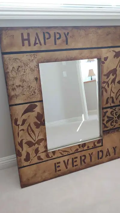 Beveled Mirror w attractive frame, View more