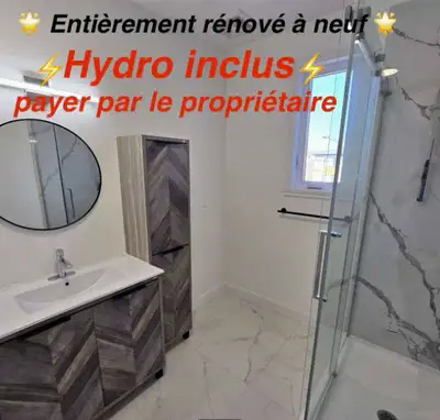 Logement 4 1/2 - rénové en 2025 - chauffé et éclairé