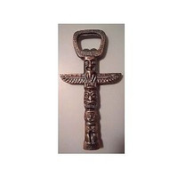 Vintage Copper Totem Pole with Maple Leaf Bottle Opener