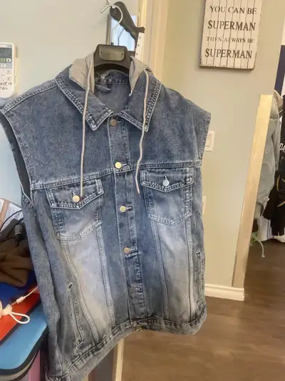 Denim Hooded Vest, View more