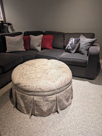 Oversized large plush fabric tufted ottoman coffee table