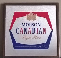 Vintage Molson Canadian Lager Beer Mirror Bar Sign