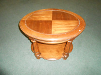 Solid wood oval end table
