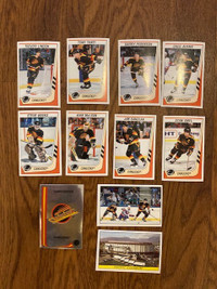 Lot of 11 1989-90 Panini Vancouver Canucks team stickers