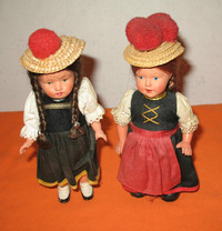 Black Forest Germany Costume Wind-Up Dancing Dolls Vintage