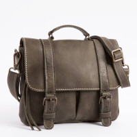 Roots green leather satchel
