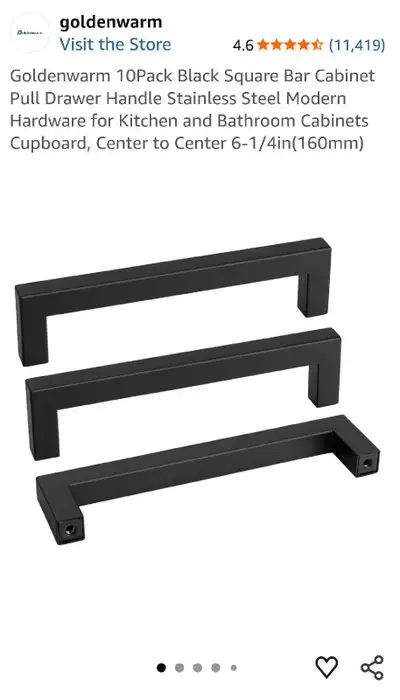Black Square Bar CabinetPull Drawer 10 pk NEW  Stainless Steel, View more