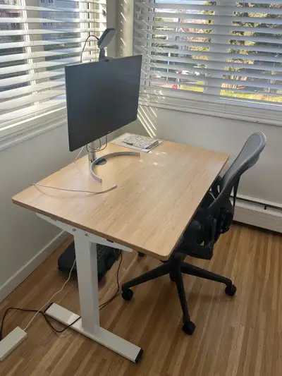 electric bamboo top standing desk, View more