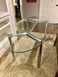 Elegant Glass Oval Dining Table $250