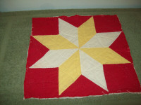 Antique quilt pieces Christmas red warm yellow cream 100% cotton