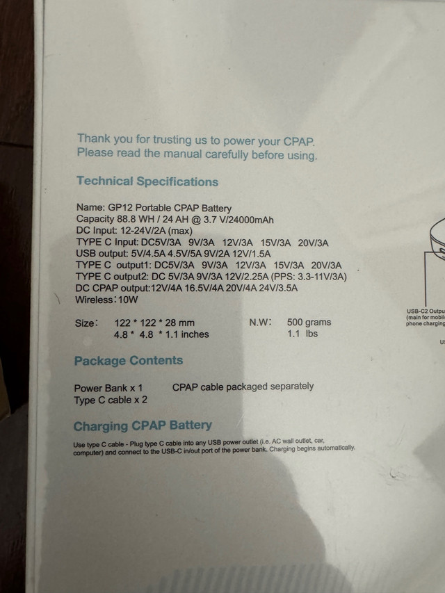 CPAP external battery pack for traveling Brand new sealed in Health & Special Needs in Calgary - Image 3