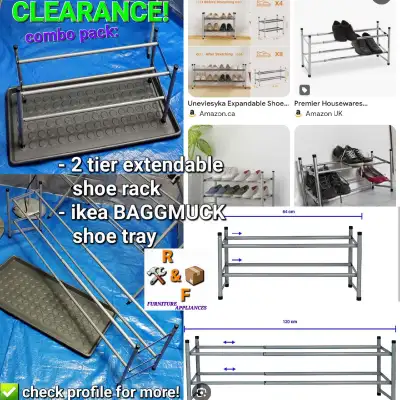 ➡️ IKEA Shoe Tray+2 tier Extendable Metal Shoe Rack, View more
