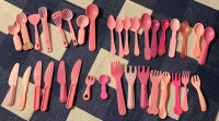 Toy Pink Cutlery Lot - 35 pieces