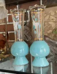 Vintage Bartlett Collins Blue Torques Frosted Handpainted 1950’s