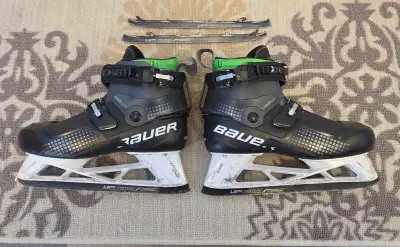 Bauer KONEKT Senior Goalie Skate size 8-8.5 Comes with 2 sets of upgrades LS 5G Vertexx blades. Good...
