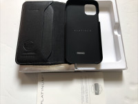 Platinum Leather Wallet Case for iPhone 11 Folio Cover - Black