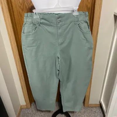 Women’s sage green paperbag waist pants , View more