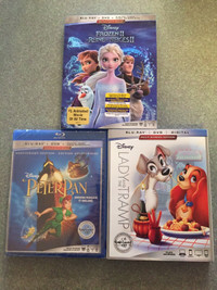 New Sealed Disney Blurays Frozen 2 Peter Pan Lady and the Tramp