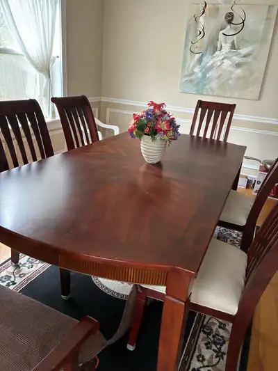 dinning table, 6 chairs and hutch, View more