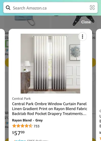 Ombré Curtains (Grey/Cream) 95” length , View more