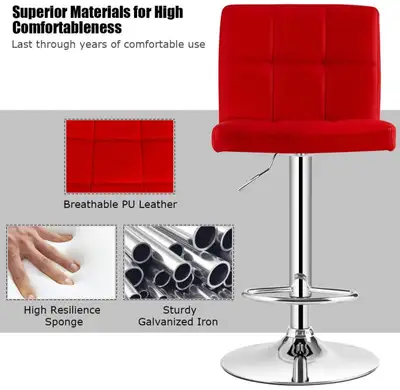 Adjustable Bar Stools Set of 2, Modern Swivel PU Leather NEW, View more