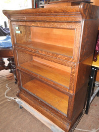 antique 3 glass level barrister bookcase, restored, Gunn Ltd
