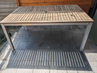 Teak and aluminum patio table **needs repairs**
