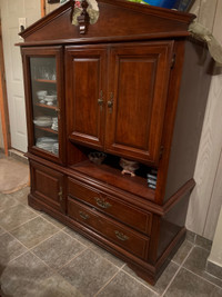 50 year old cherry cabinet& Ashley chairs