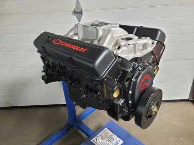 Sbc 355 engine - one piece rear seal - new Eagle rotating assembly with flat top hypereutectic pisto...