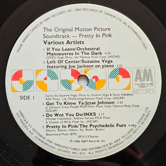 "Pretty In Pink" Soundtrack VINYL LP62864362886401123