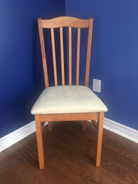 Solid Birch Chair - Neutral Colour Padded Seat