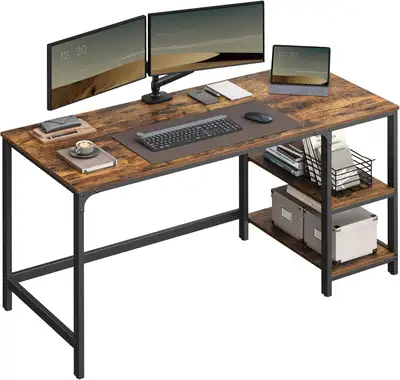 Metal and wood computer desk, View more