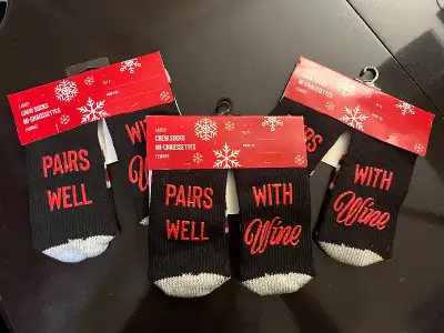 “Pairs well with wine” Ladies crew socks, View more