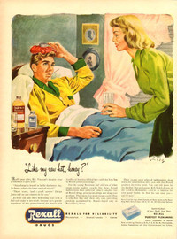 1947 large full-page color magazine ad for Rexall Drugs