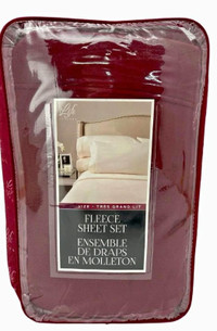 NEW Life Comfort 4-Piece Fleece Sheet Set - Burgundy - QUEEN