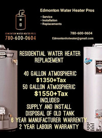 40 Gallon water heater replacements *financing*